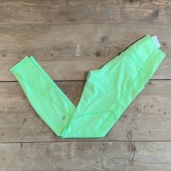 NWT- Fabletics PureLuxe HW Pocket Full Length Leggings- MINT GLOW NEON (27inch) - Picture 6 of 9